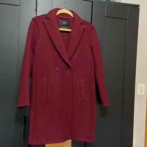 J Crew 2p coat burgundy dark red 2 petite